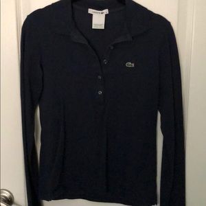 Lacoste Long Sleeve Navy Blue Polo Shirt